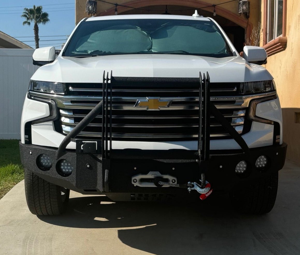 2021 - 2024 Chevrolet Tahoe / Suburban Front Bumper | Parking Sensor Cutouts Available - Iron Bull BumpersFRONT IRON BUMPER