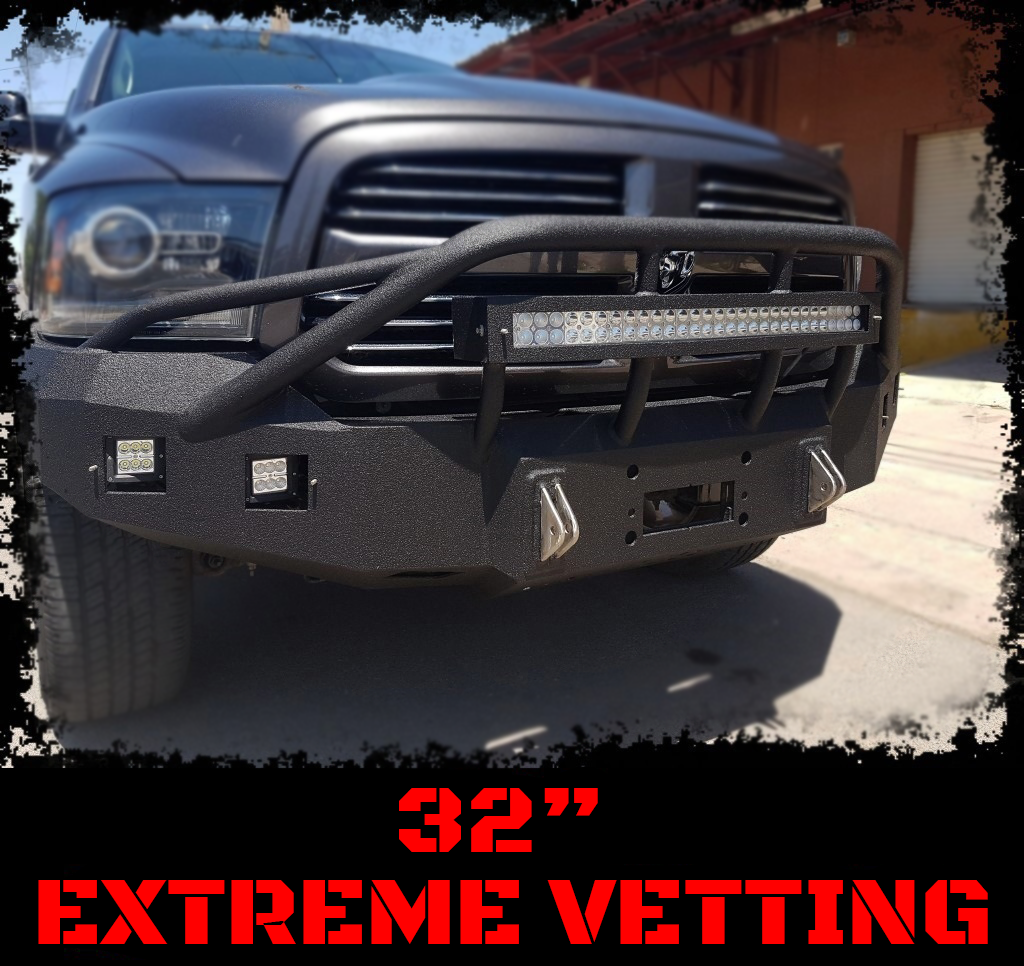 Specialty Grille Guard: Extreme Vetting (LED light bar included) - Iron Bull BumpersGRILLE GUARD